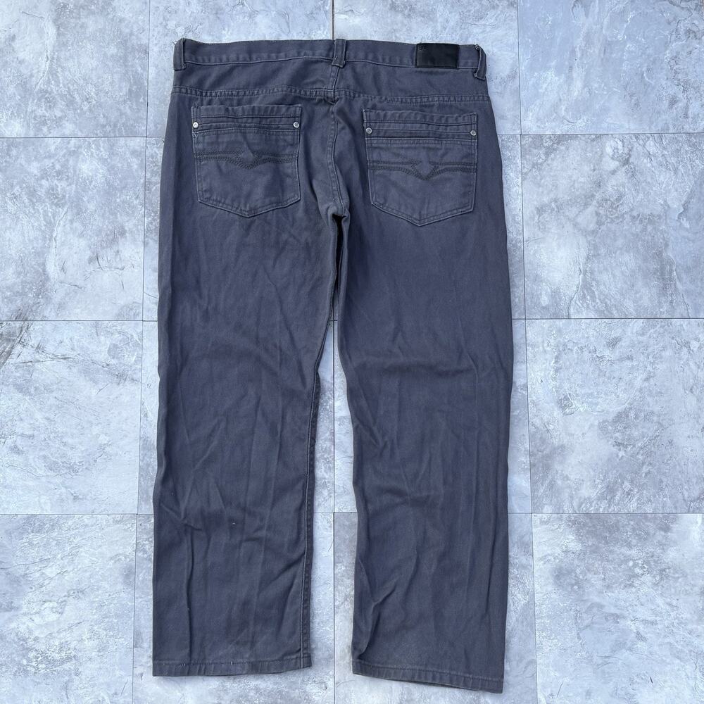Vintage Y2K JINZU Embroidered Baggy Jeans Faded Grey Denim Patch 40x32